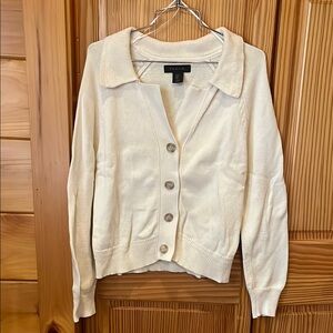 Tahari Cream Button-Up Sweater